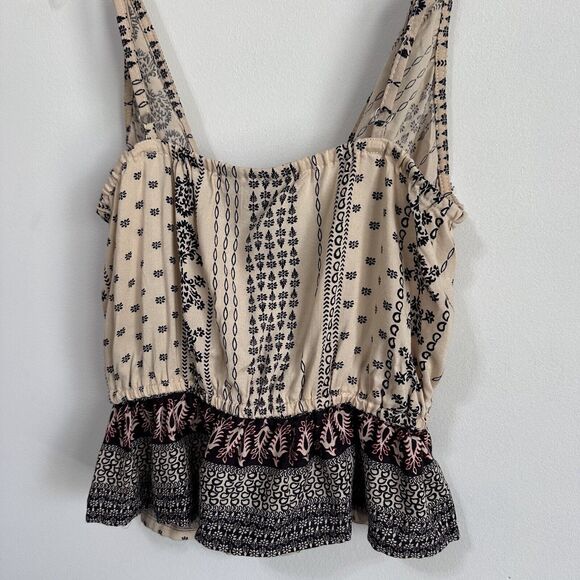Angie Cami Tank S Peplum Hem Surplice Spaghetti Strap Concert Festival Boho NEW - Picture 5 of 7